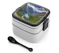 FekiLoot Norwegian Fjords Bento Box impilabile Lunch Box Contenitore per insalata Contenitore per il pranzo a prova di perdite Bento Box per adulti per mangiare fuori, lavoro, picnic viaggi