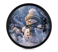 FekiLoot Orologio da parete con pupazzo di neve invernale moderno senza ticchettio silenzioso orologi rotondi eleganti stile semplice orologio decorazione bagno soggiorno cucina camera da letto