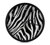 FekiLoot Orologio da parete con stampa zebrata, moderno, senza ticchettio, silenzioso, rotondo, elegante, stile semplice, orologio da bagno, soggiorno, cucina, camera da letto, ufficio, camera da