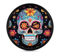 FekiLoot Orologio da parete con teschi di zucchero, moderno, senza ticchettio, silenzioso, rotondo, elegante, stile semplice, orologio da bagno, soggiorno, cucina, camera da letto, ufficio, camera da