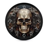 FekiLoot Orologio da parete con teschi moderno senza ticchettio silenzioso orologi rotondi eleganti stile semplice orologio arredamento bagno soggiorno cucina camera da letto ufficio camera da letto