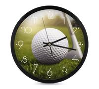 FekiLoot Orologio da parete sportivo a forma di palla da golf, moderno, senza ticchettio, silenzioso, rotondo, elegante, stile semplice, orologio da bagno, soggiorno, cucina, camera da letto, ufficio