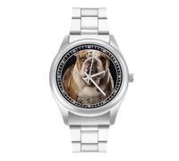 FekiLoot Orologio da polso con bulldog inglese, per uomo e donna, minimalista, in acciaio inossidabile, alla moda, analogico, al quarzo, con numeri numerici, per feste aziendali, uso quotidiano e