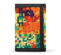 FekiLoot Pixel Art Pattern Portafoglio Portatile Tri Fold Portafoglio con Cerniera Portamonete per Le Donne Auto Di Credito