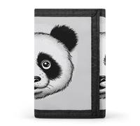 FekiLoot Portafoglio da uomo con faccia di panda, sottile e minimalista, a tre pieghe, con finestra d'identità e porta carte di credito