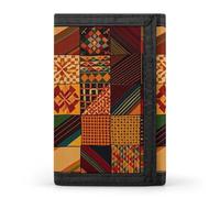 FekiLoot Portafoglio patchwork stile africano portatile Tri Fold portafoglio con cerniera portamonete per le donne auto di credito