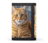 FekiLoot Portafoglio portatile a tre pieghe con gatto, portamonete con cerniera, per donne e auto di credito