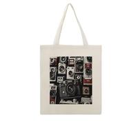 FekiLoot Retro Cool Camera Collection Tote Bag riutilizzabile drogheria shopping borse di stoffa leggera tela grande capacità borse di stoffa artigianato fai da te i tuoi disegni creativi
