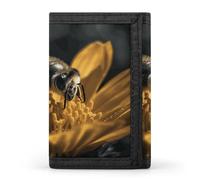 FekiLoot Serious Bee - Portafoglio da uomo, sottile, minimalista, a tre pieghe, con finestra per documento d'identità e porta carte di credito