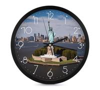 FekiLoot Statua della Libertà a New York Orologio da parete moderno senza ticchettio silenzioso Orologi rotondi eleganti stile semplice orologio arredamento bagno soggiorno cucina camera da letto