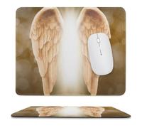 FekiLoot Tappetino per mouse in gomma con bordo cucito con ali d'angelo, tappetino per mouse antiscivolo, impermeabile, superficie liscia, accessorio da scrivania portatile leggero per PC desktop e