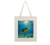 FekiLoot Tartaruga che nuota nel mare Tote Bag riutilizzabile drogheria shopping borse di stoffa leggera borsa di tela grande capacità borse di stoffa artigianato fai da te i tuoi disegni creativi