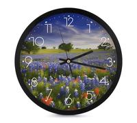 FekiLoot Texas Bluebonnets - Orologio da parete moderno senza ticchettio silenzioso orologio rotondo elegante stile semplice orologio decorativo per bagno, soggiorno, cucina, camera da letto, ufficio