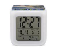 FekiLoot Texas Bluebonnets Sveglia con 7 colori che cambiano luce notturna sveglia digitale con schermo a LED Sleep Trainer orologio decorativo per la stanza piccoli orologi digitali da comodino