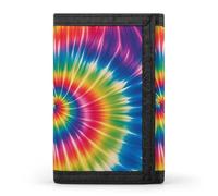 FekiLoot Tie Dye Rainbow Portafoglio Portatile Tri Fold Portafoglio con Cerniera Portamonete per Le Donne Auto Di Credito