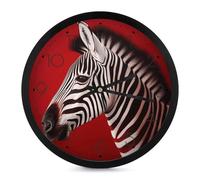 FekiLoot Zebra Orologio da parete rosso moderno senza ticchettio silenzioso orologi rotondi eleganti stile semplice orologio arredamento bagno soggiorno cucina camera da letto ufficio orologio da