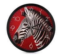 FekiLoot Zebra Orologio da parete rosso moderno senza ticchettio silenzioso orologi rotondi eleganti stile semplice orologio arredamento bagno soggiorno cucina camera da letto ufficio orologio da