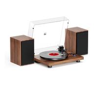 FEKTIK Giradischi per vinile con altoparlanti, giradischi Bluetooth per dischi in vinile con altoparlanti stereo HiFi da 36 W, cartuccia magnetica e contrappeso regolabile e anti-pattinaggio, uscita