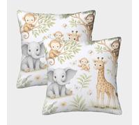 FELASBUID Baby Jungle Animals-Cartoon Safari Design Federe Cuscini Per Divano Decorativa Available All Seasons Fodere Cuscino Confezione Da 2 Cerniera Invisibile Per Soggiorno Camera Sofà 45x45cm