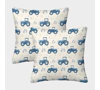 FELASBUID Blue Tractor Pattern-Farm-themed Kids Design Federe Cuscini Per Divano Decorativa Available All Seasons Fodere Cuscino Set 2 Pezzi Moderno Da Letto Per Salotto 40x40cm