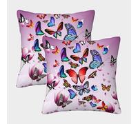 FELASBUID Butterfly Artwork-Colorful Nature Style Federe Cuscini Per Divano Decorativa Available All Seasons Fodere Per Cuscini Set 2 Pezzi Moderni Sedia Camera Da Letto 40x40cm
