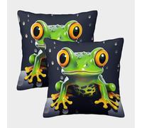 FELASBUID Cartoon Frog Eyes-Vibrant Cartoon Style Federe Cuscini Per Divano Decorativa Available All Seasons Fodere Cuscino Confezione Da 2 Con Cerniera Invisibile Per Divani Giardino 50x50cm