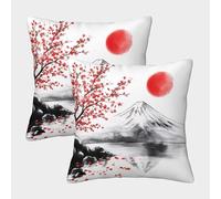 FELASBUID Cherry Blossoms Mountain-Japanese Ink Painting Style Federe Cuscini Per Divano Decorative Fodere Per Cuscini Confezione Da 2 Moderno Del Divano Arredamento 45x45cm