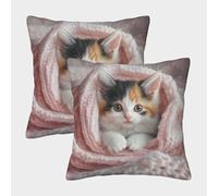 FELASBUID Cute Kitten-Soft Cozy Style Federe Cuscini Per Divano Decorative Available All Seasons Fodere Per Cuscini 2 Pezzi Quadrate Con Cerniera Invisibile Per Soggiorno Camera Sofà 50x50cm