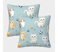 FELASBUID Cute Kittens-cartoon Animal Design Federe Cuscini Per Divano Decorative Fodere Per Cuscini Set 2 Pezzi Moderni Letto Casa Camera 50x50cm