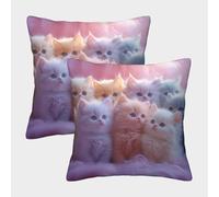 FELASBUID Cute Kittens-Soft Pastel Style Federe Cuscini Per Divano Decorativa Available All Seasons Fodere Per Cuscini Set 2 Pezzi Con Cerniera Invisibile Da Letto Divano 40x40cm