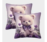 FELASBUID Cute Teddy Bear-soft Plush Toy Style Federe Cuscini Per Divano Decorativa Available All Seasons Fodere Cuscino Set 2 Pezzi Cerniera Invisibile Sedia Camera Da Letto 40x40cm