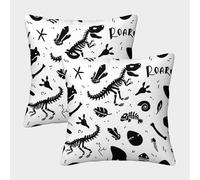 FELASBUID Dinosaur Bones-hand Drawn Sketch Style Federe Cuscini Per Divano Decorativa Available All Seasons Fodere Cuscino Set 2 Pezzi Cerniera Invisibile Per Soggiorno Camera Sofà 40x40cm