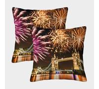 FELASBUID Fireworks Display-night Celebration Style Federe Cuscini Per Divano Decorativa Available All Seasons Fodere Cuscino Set 2 Pezzi Moderna Da Letto Divano 45x45cm