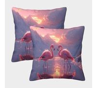 FELASBUID Flamingo Love-Artistic Winter Scene Federe Cuscini Per Divano Decorative Available All Seasons Fodere Per Cuscini Confezione Da 2 Moderni Del Divano Arredamento 40x40cm