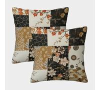 FELASBUID Floral Patterns-Japanese Inspired Design Federe Cuscini Per Divano Decorativa Available All Seasons Fodere Cuscino Confezione Da 2 Cerniera Invisibile Per Divani Giardino 45x45cm