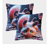 FELASBUID Fox Federe Cuscini Per Divano Decorative Animal Fodere Per Cuscini Confezione Da 2 Con Cerniera Invisibile Per Soggiorno Camera Sofà 45x45cm