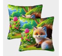 FELASBUID Fox Federe Cuscini Per Divano Decorative Animal Fodere Per Cuscini Set 2 Pezzi Moderna Per Soggiorno Camera Sofà 45x45cm
