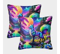 FELASBUID Fox Federe Cuscini Per Divano Decorative Animal Fodere Per Cuscini Set 2 Pezzi Moderna Per Soggiorno Camera Sofà 40x40cm