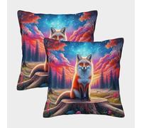 FELASBUID Fox Federe Cuscini Per Divano Decorative Interesting Fodere Per Cuscini Confezione Da 2 Cerniera Invisibile Da Letto Per Salotto 50x50cm