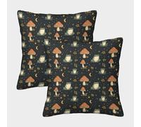 FELASBUID Frog And Mushroom-Forest Whimsy Pattern Federe Cuscini Per Divano Decorativa Available All Seasons Fodere Cuscino Set 2 Pezzi Cerniera Invisibile Per Soggiorno Camera Sofà 50x50cm