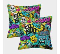 FELASBUID GraffitiArt-StreetStyleGraphics Federe Cuscini Per Divano Decorativa Available All Seasons Fodere Per Cuscini Set 2 Pezzi Poliestere Per Divani Giardino 45x45cm