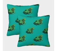 FELASBUID GreenFrogPattern-NatureInspiredDesign Federe Cuscini Per Divano Decorativa Available All Seasons Fodere Cuscino Set 2 Pezzi Moderno Letto Casa Camera 40x40cm
