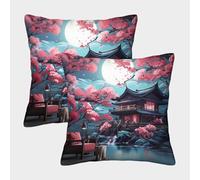 FELASBUID Japanese Garden-traditional Architecture Style Federe Cuscini Per Divano Decorative Available All Seasons Fodere Per Cuscini Confezione Da 2 Poliestere Per Divani Giardino 40x40cm