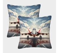 FELASBUID Jet Fighter-modern Military Aircraft Federe Cuscini Per Divano Decorativa Available All Seasons Fodere Cuscino Confezione Da 2 Con Cerniera Invisibile Letto Casa Camera 40x40cm