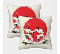 FELASBUID Judo Fighters in Action-Japanese Martial Arts Style Federe Cuscini Per Divano Decorative Available All Seasons Fodere Per Cuscini Confezione Da 2 Poliestere Da Letto Divano 45x45cm