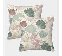FELASBUID Leaf Pattern-Botanical Illustration Style Federe Cuscini Per Divano Decorative Available All Seasons Fodere Per Cuscini 2 Pezzi Quadrate Cerniera Invisibile Sedia Camera Da Letto 40x40cm