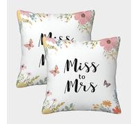 FELASBUID Miss to Mrs - Floral Wedding Invitation Design Federe Cuscini Per Divano Decorative Available All Seasons Fodere Per Cuscini 2 Pezzi Quadrate Moderna Letto Casa Camera 50x50cm