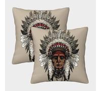 FELASBUID NativeChief-IndigenousArtStyle Federe Cuscini Per Divano Decorative Fodere Per Cuscini Set 2 Pezzi Moderno Da Letto Divano 50x50cm
