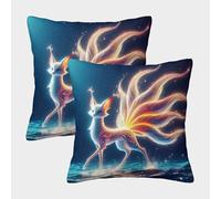 FELASBUID Nine-tailed Fox Federe Cuscini Per Divano Decorative Animal Fodere Per Cuscini Confezione Da 2 Moderno Da Letto Divano 45x45cm