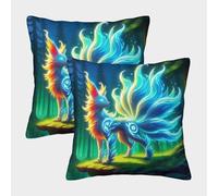 FELASBUID Nine-tailed Fox Federe Cuscini Per Divano Decorative Animal Fodere Per Cuscini Confezione Da 2 Moderna Per Soggiorno Camera Sofà 50x50cm